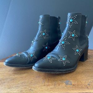Valentino ankle boots w/ turquoise details
